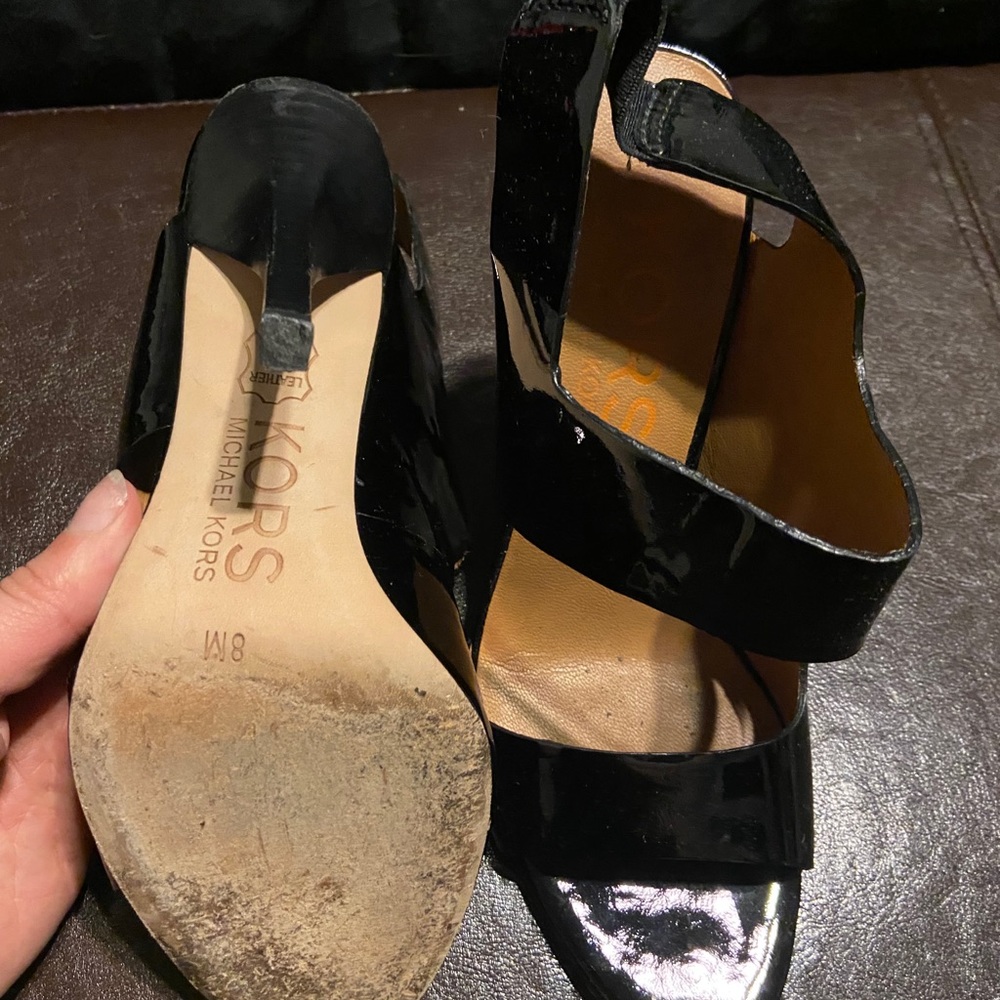 KORS Black Patent Leather sandals- size 8